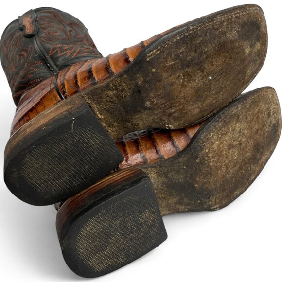 Reywelt Leather Crocodile or Alligator Western Square Toe Cowboy Boots Men's 7.5 - Picture 14 of 14